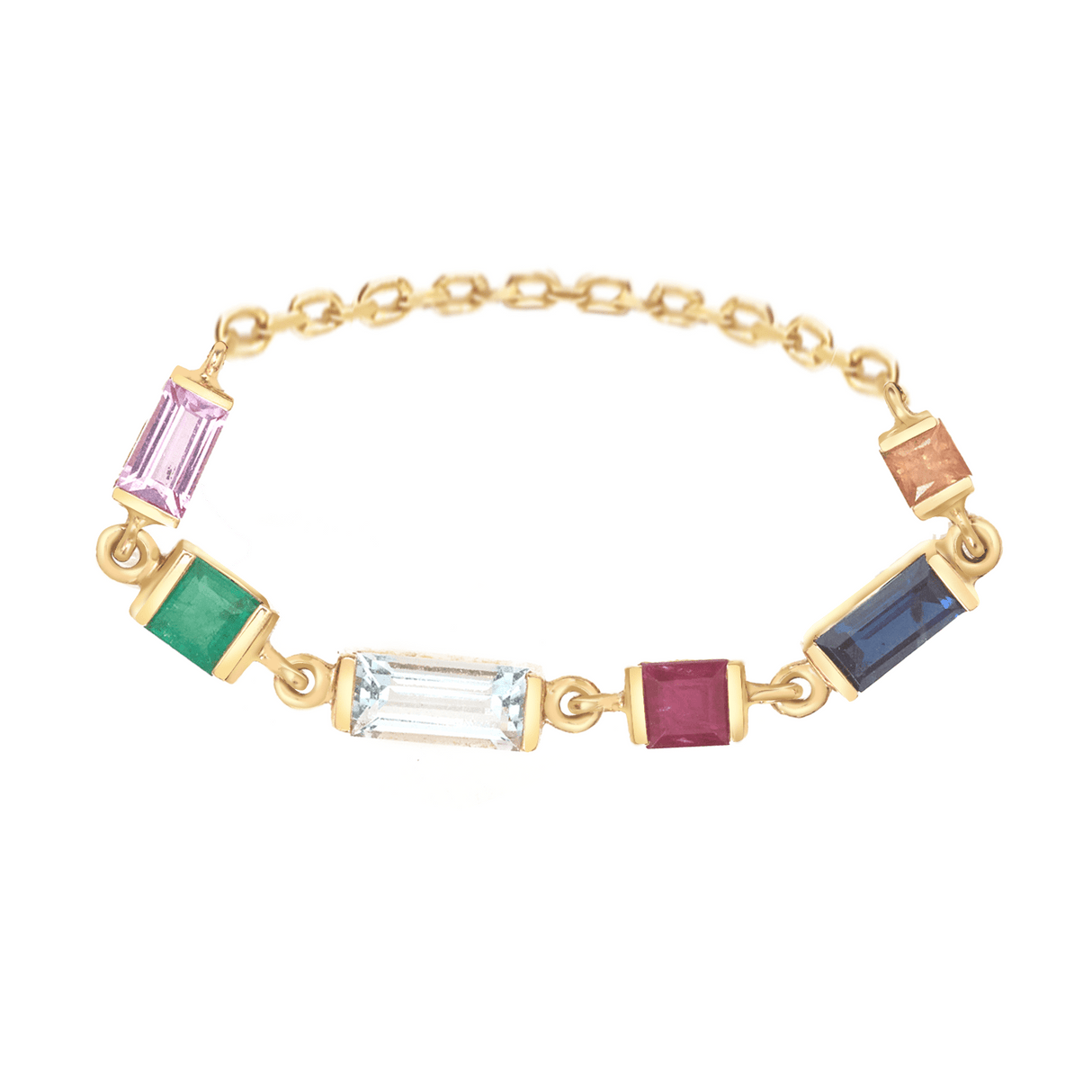 Rainbow Chain Ring 14k gold Stackable ring.