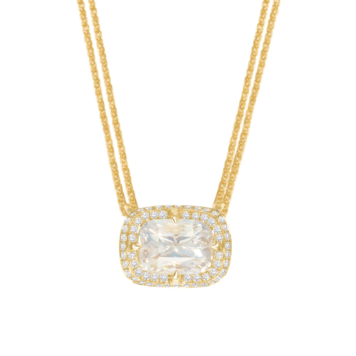 Rainbow Moonstone Aurora Necklace 18k gold Handmade fine jewelry