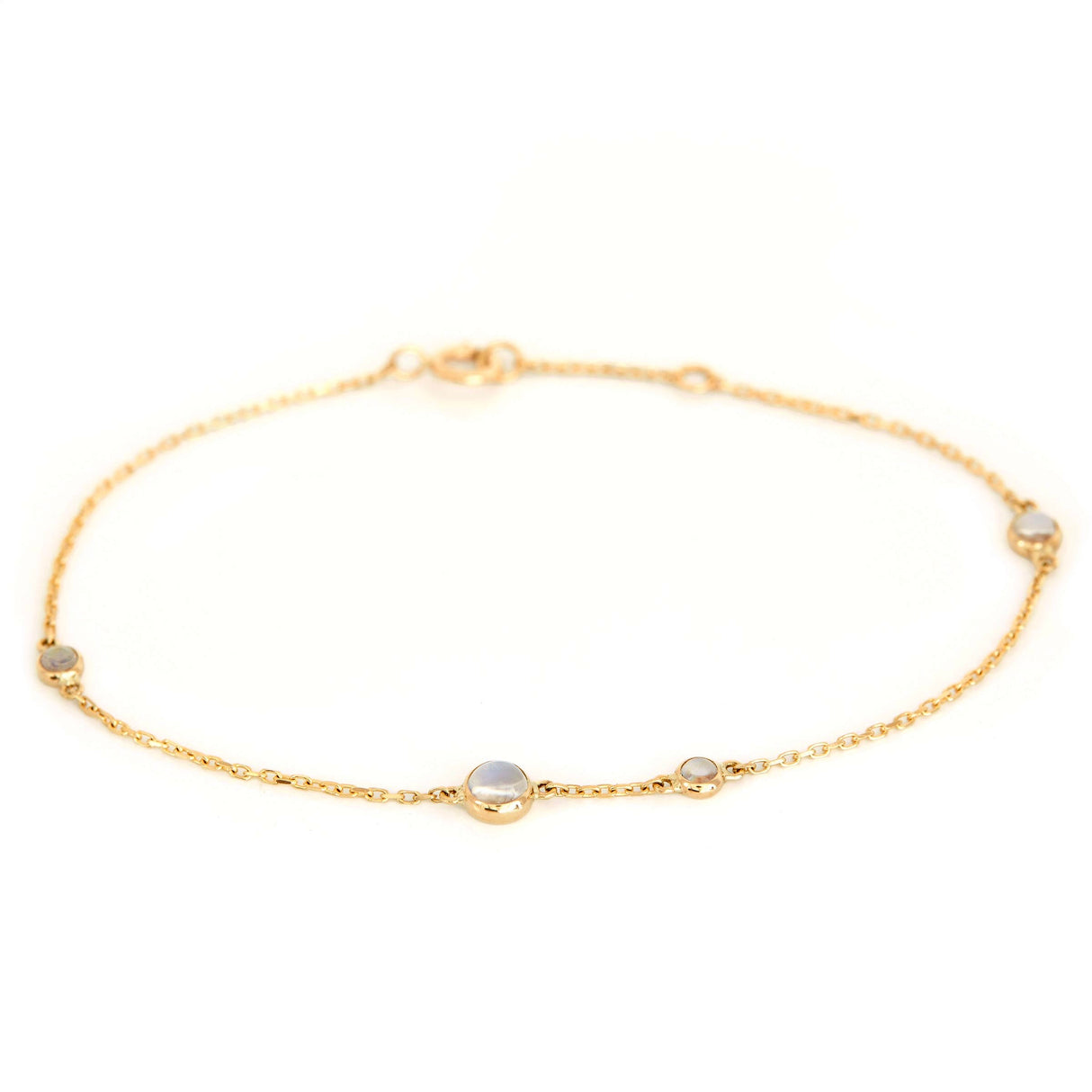 Rainbow Moonstone Bubble Bracelet 18k gold stackable design