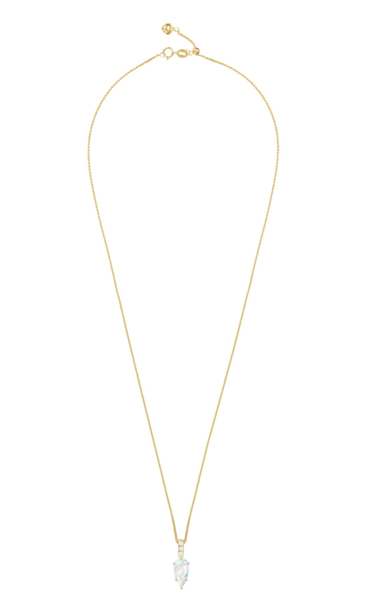 Rainbow Moonstone & Diamond Arrow Pendant Necklace 18K gold handmade fine jewelry 1