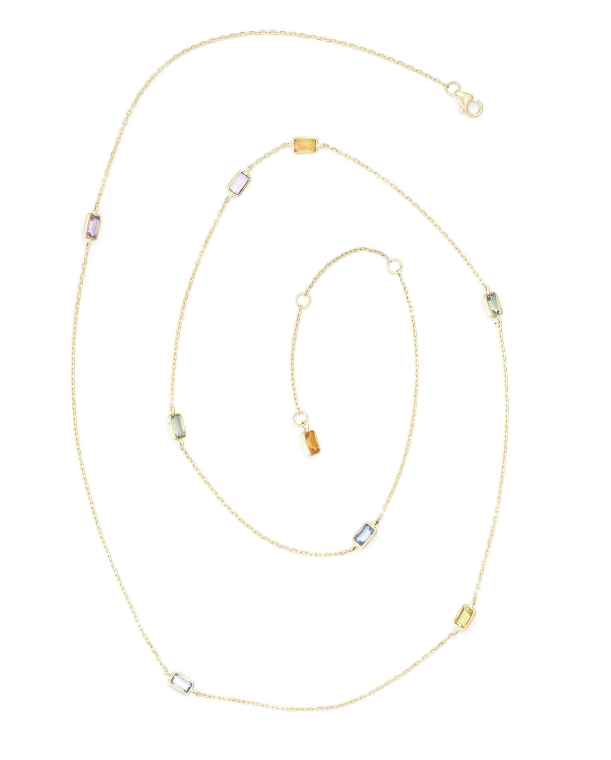 Rainbow Sapphire Candy Necklace 18k gold handmade fine jewelry 4