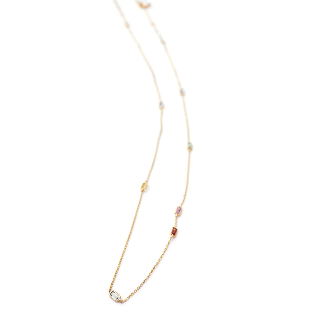 Rainbow Sapphire Candy Necklace 18k gold handmade fine jewelry 5