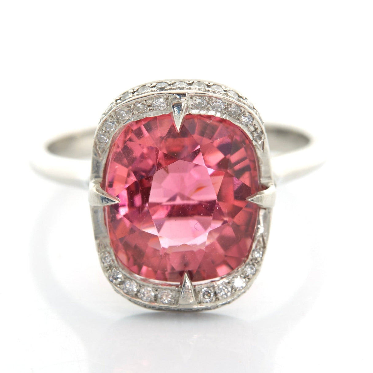 Raspberry Tourmaline & Diamond Aurora Ring pt900 engagement ring