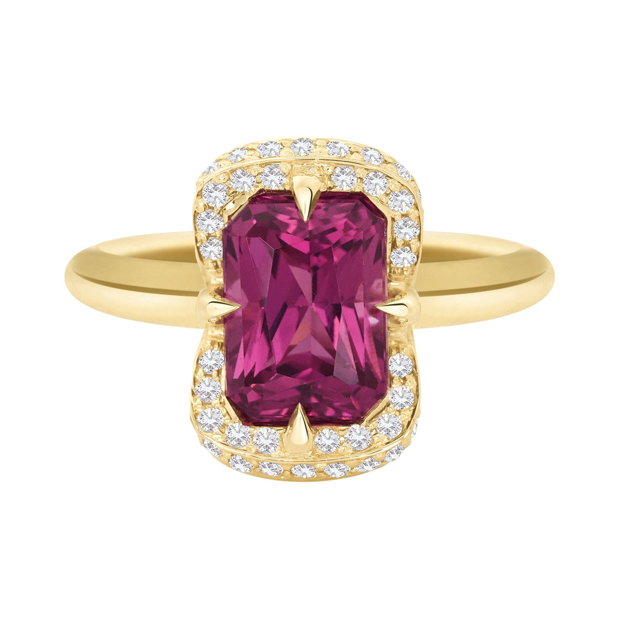 Rhodolite Radiant Aurora Ring