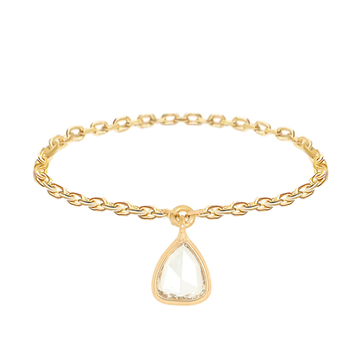 Rose Cut Trillion Diamond Chain Ring (Small) 18k gold Stackable ring