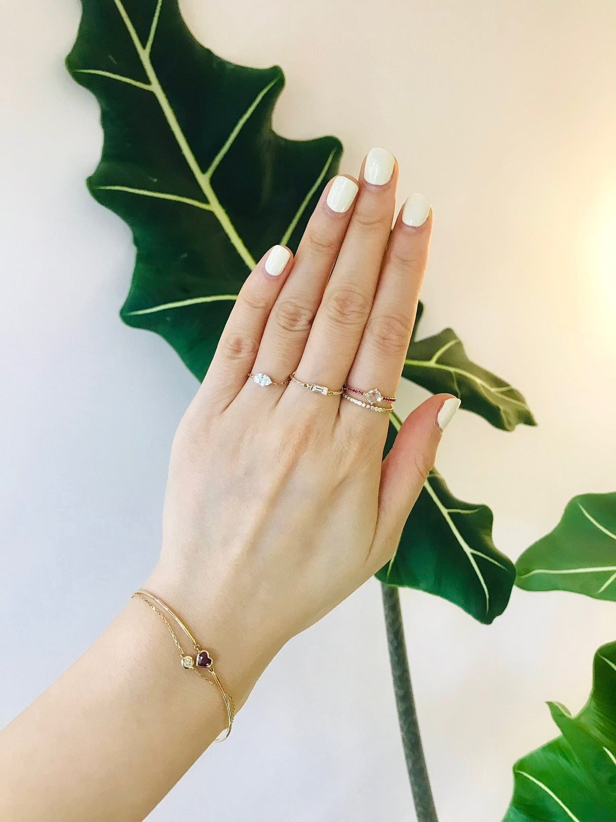 Round Rose Cut Diamond & Ruby Disco Ring 18k gold engagement ring on model