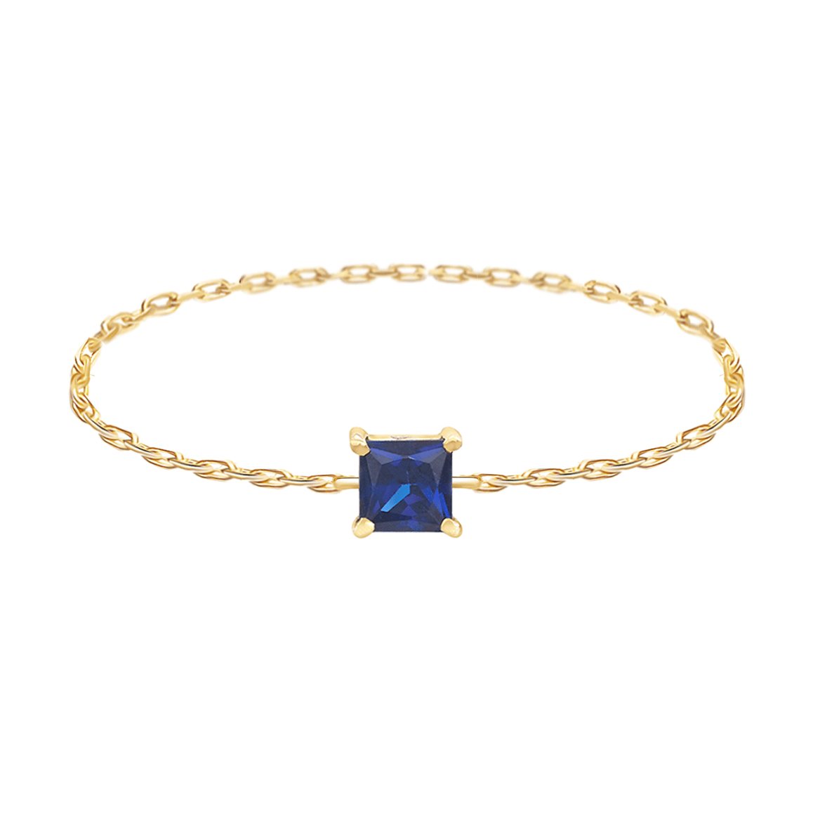 Royal Blue Sapphire Chain Ring 14k gold Stackable ring