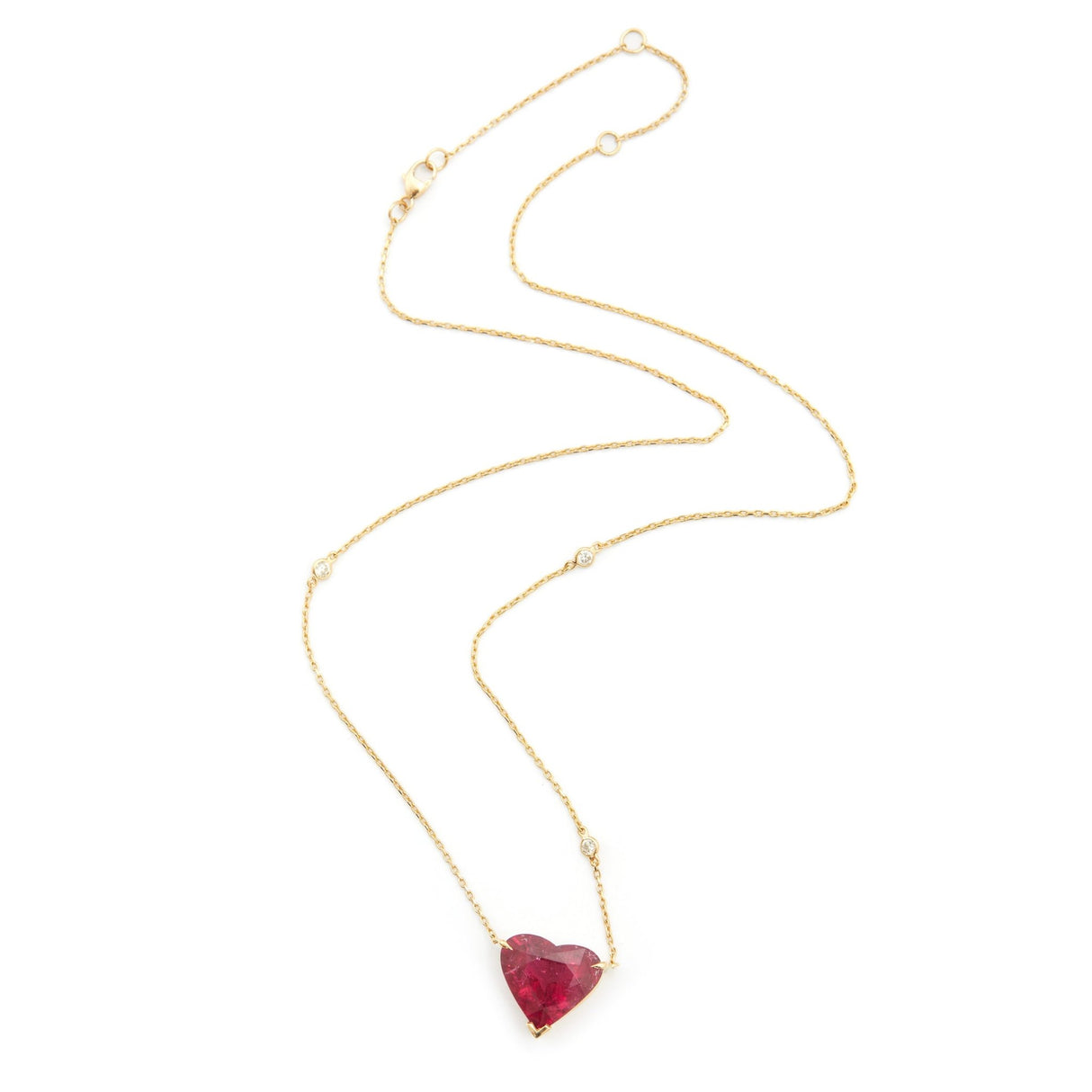 Rubellite Coeur Supreme Necklace 18k gold handmade fine jewelry 2