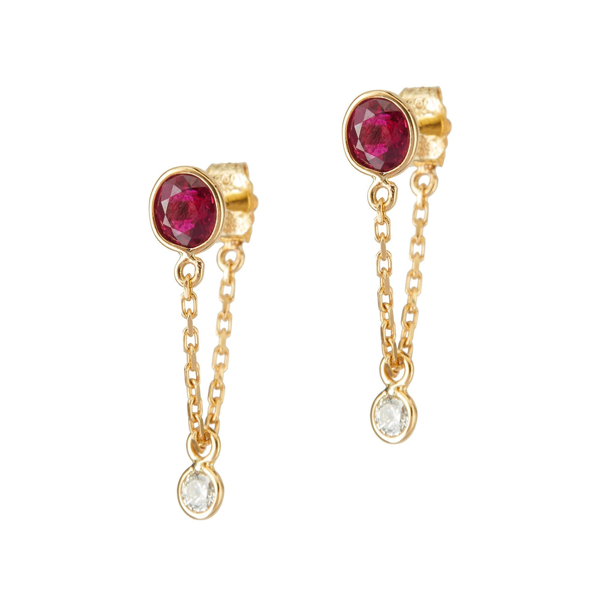 Ruby & Diamond Chain Earrings