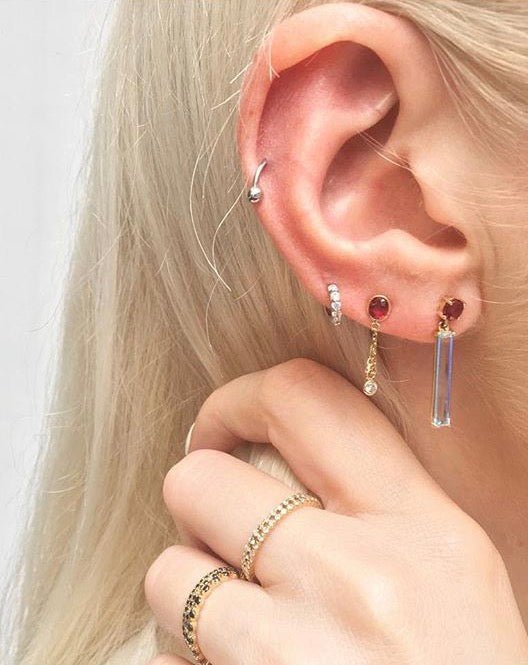 Gemstone & Diamond Chain Earrings