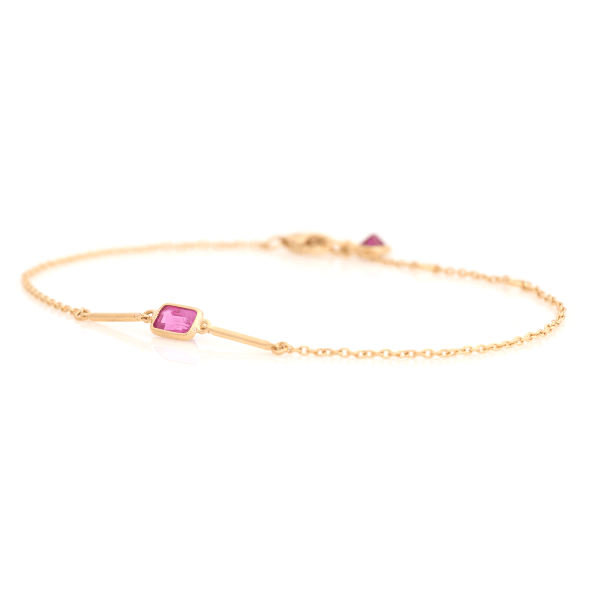 Ruby Baguette Bar Bracelet 18k gold stackable design side view