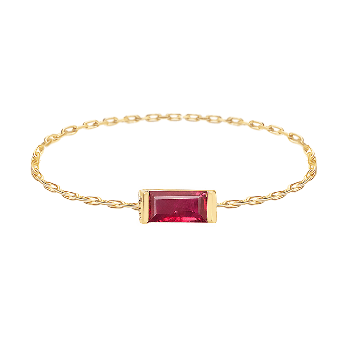 Ruby Baguette Chain Ring 14k gold Stackable ring