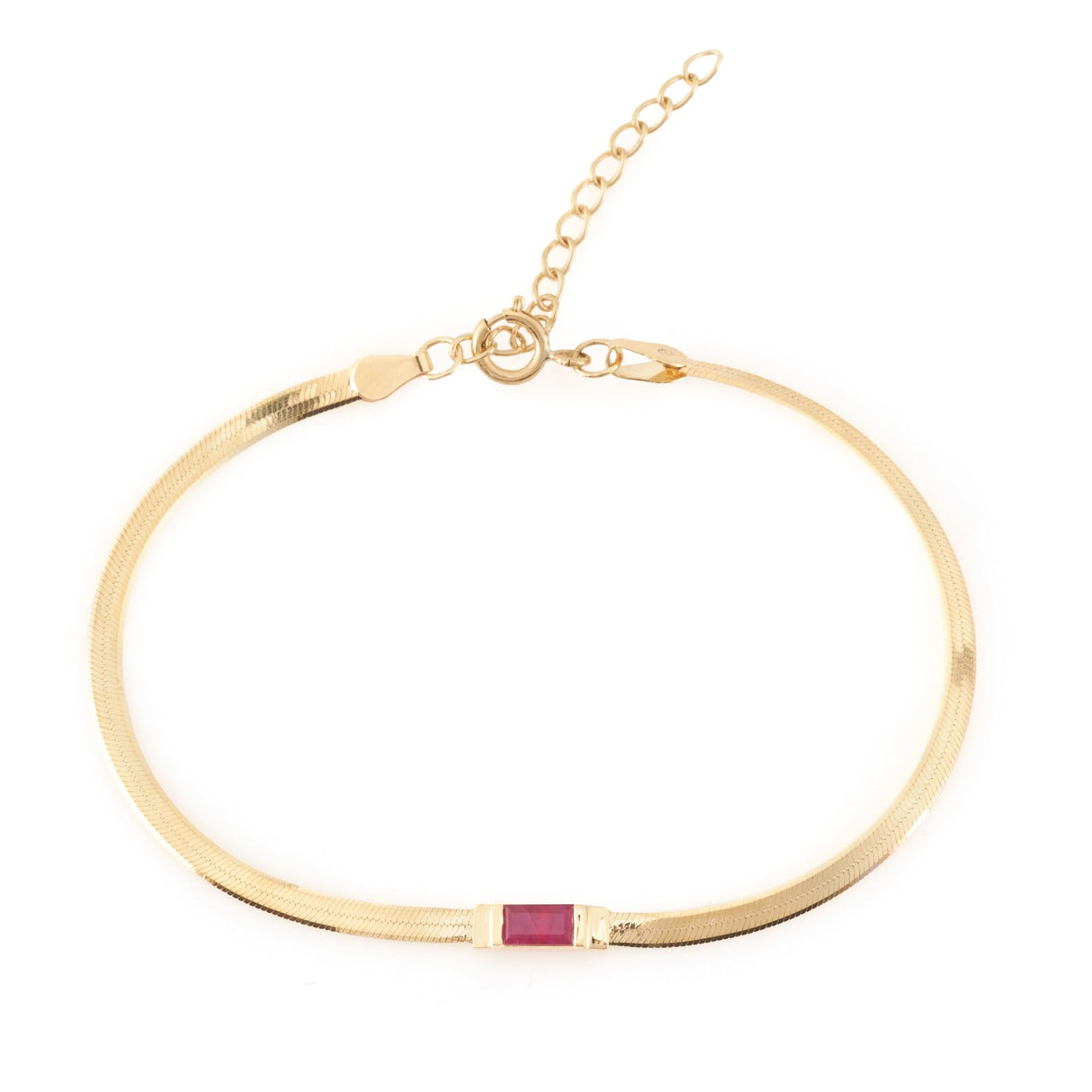 Ruby Bar Herringbone Bracelet 18k gold stackable design 3