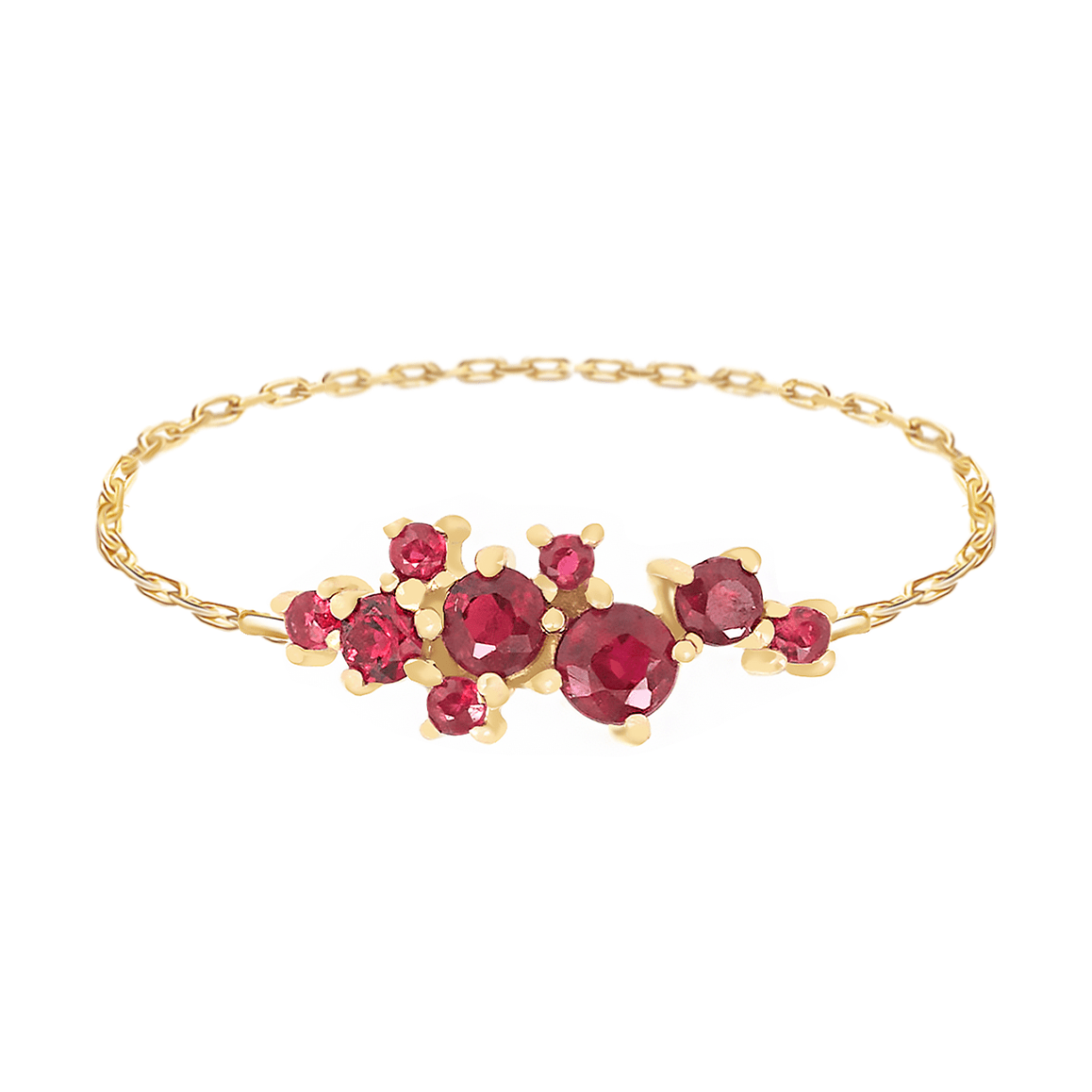 Ruby Cluster Chain Ring 14k gold Stackable ring