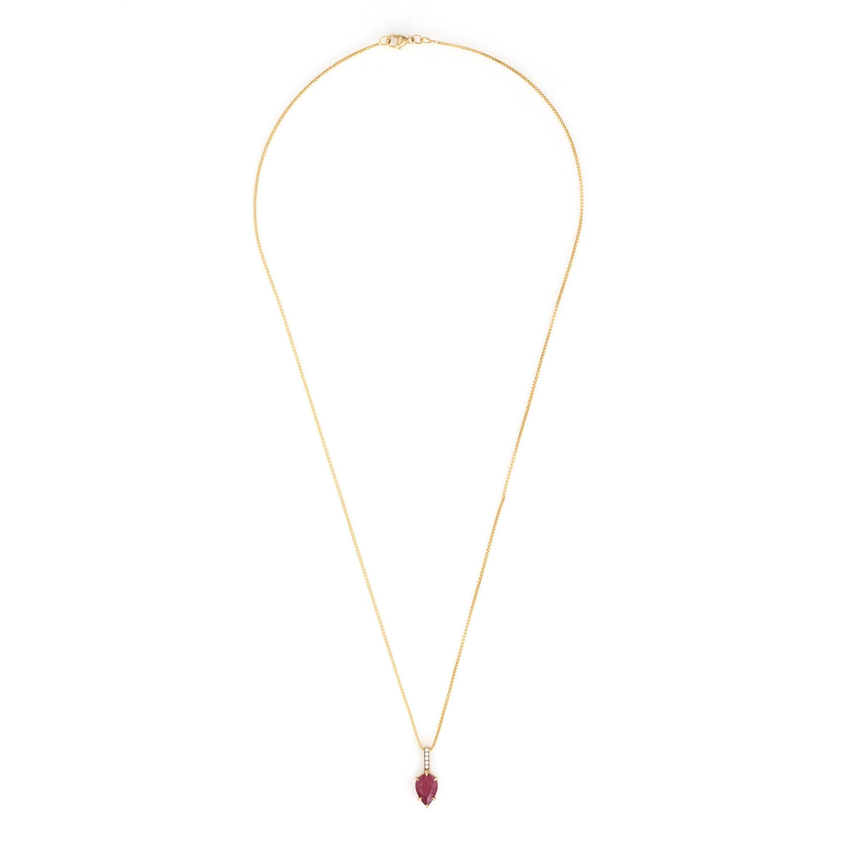 Ruby & Diamond Arrow Necklace 18k gold handmade fine jewelry 4