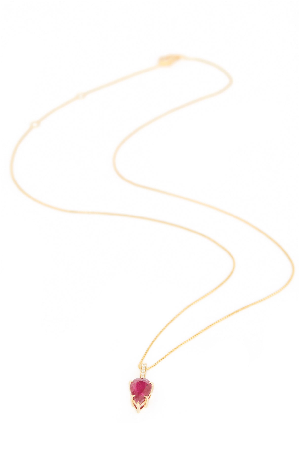 Ruby & Diamond Arrow Necklace 18k gold handmade fine jewelry 5