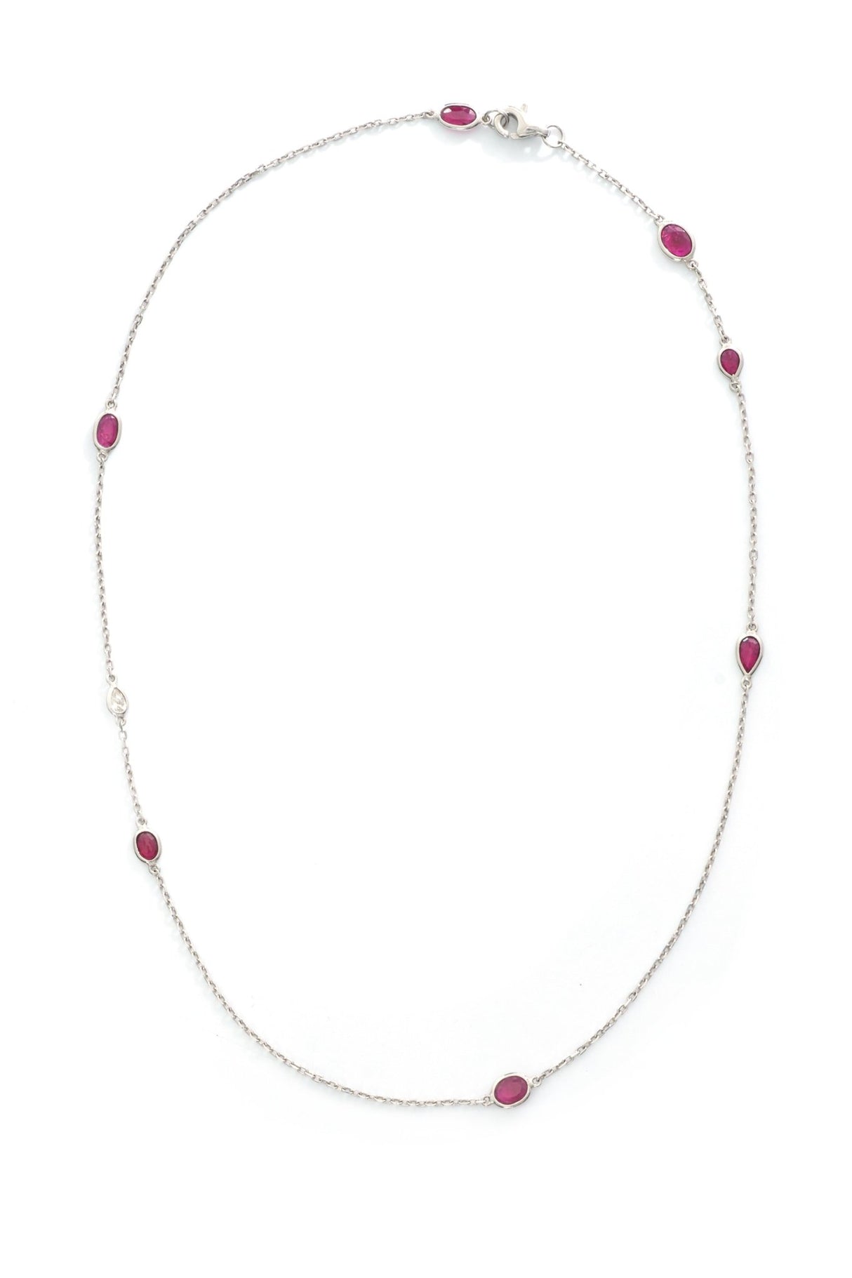 Ruby & Diamond Platinum Candy Choker Necklace 18k gold handmade fine jewelry