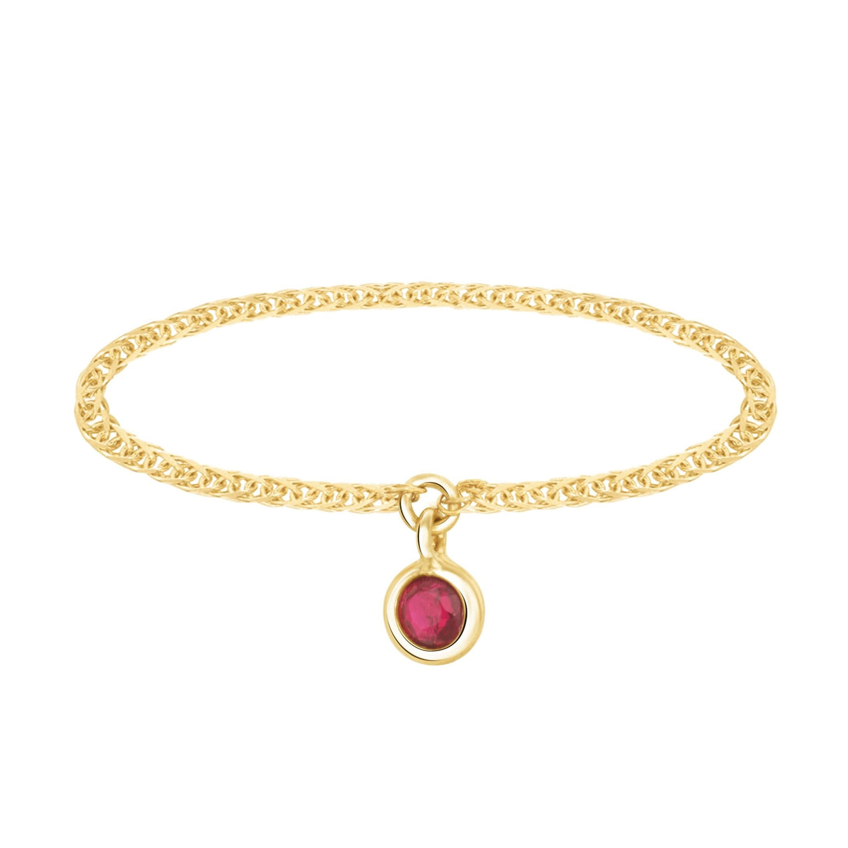 Ruby Drop Chain Rings 18K Stackable ring
