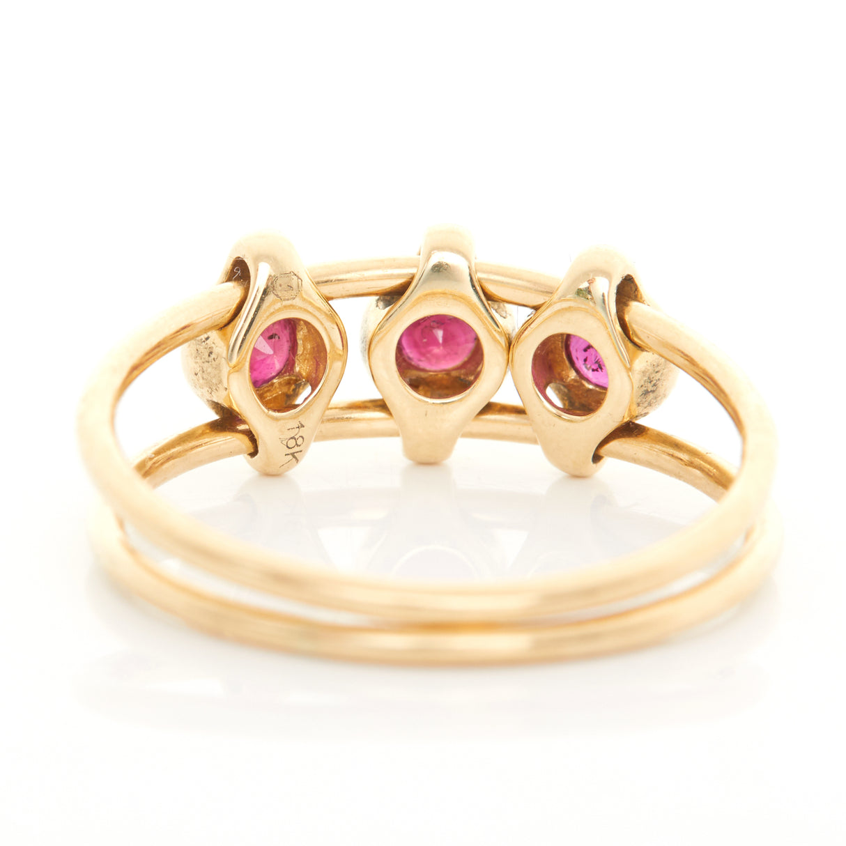 Ruby Orbit Ring 18k gold Stackable ring back view