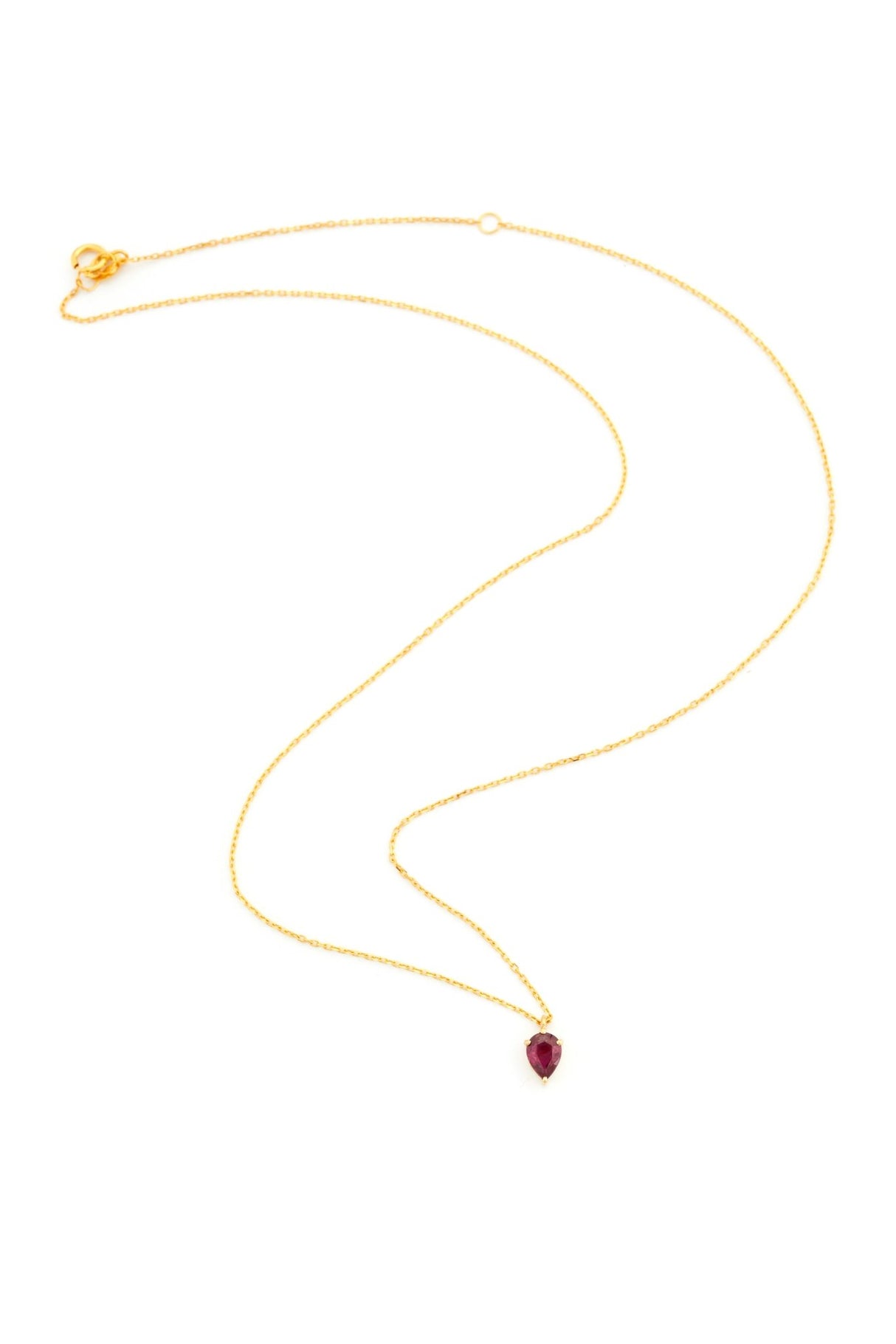 Ruby Petite Drop Necklace 18k gold handmade fine jewelry 2