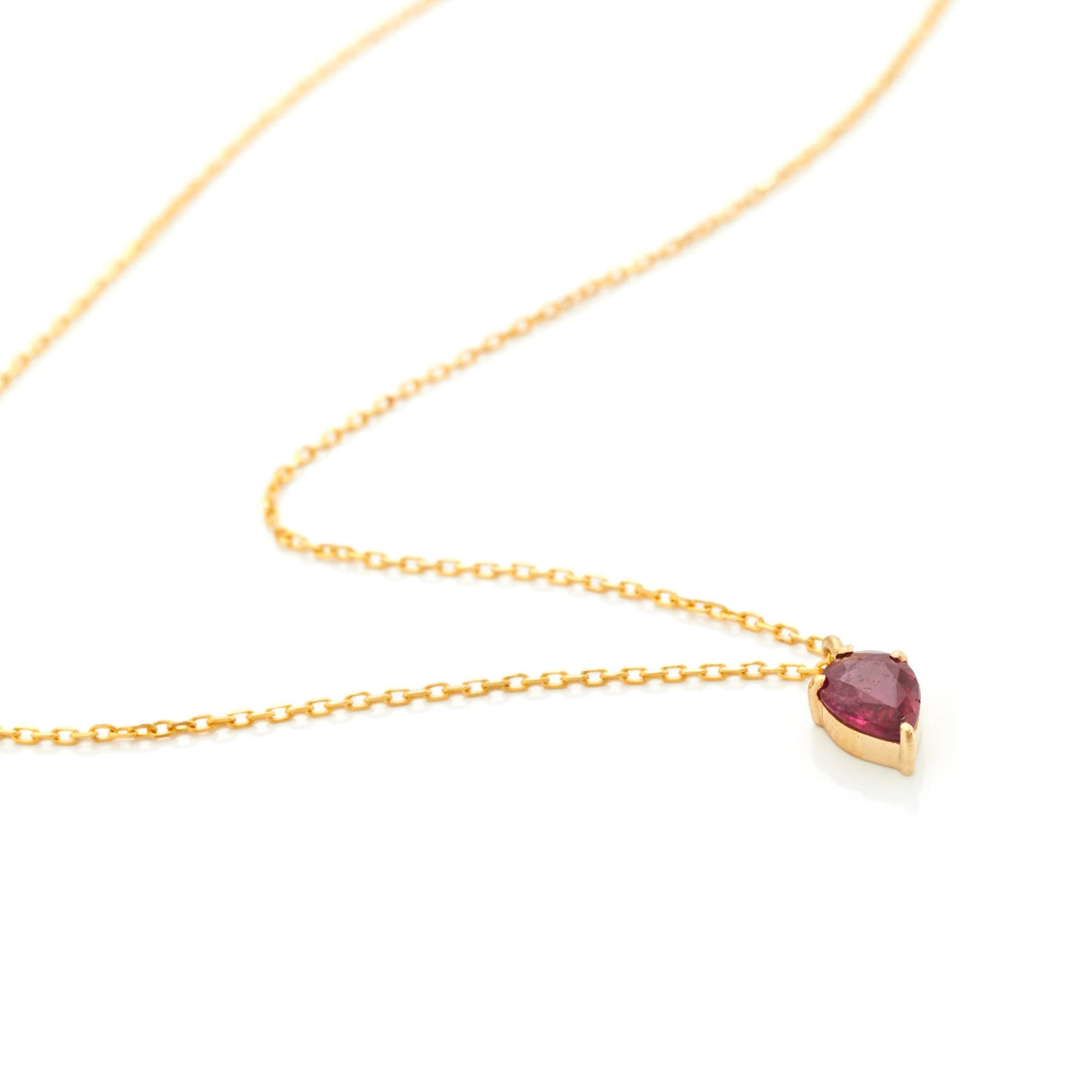 Ruby Petite Drop Necklace 18k gold handmade fine jewelry 3
