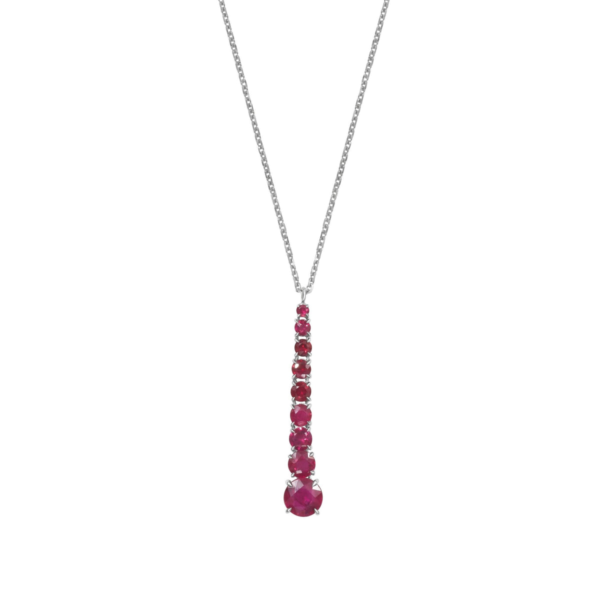 Ruby links Necklace 18k white gold Handmade fine jewelry