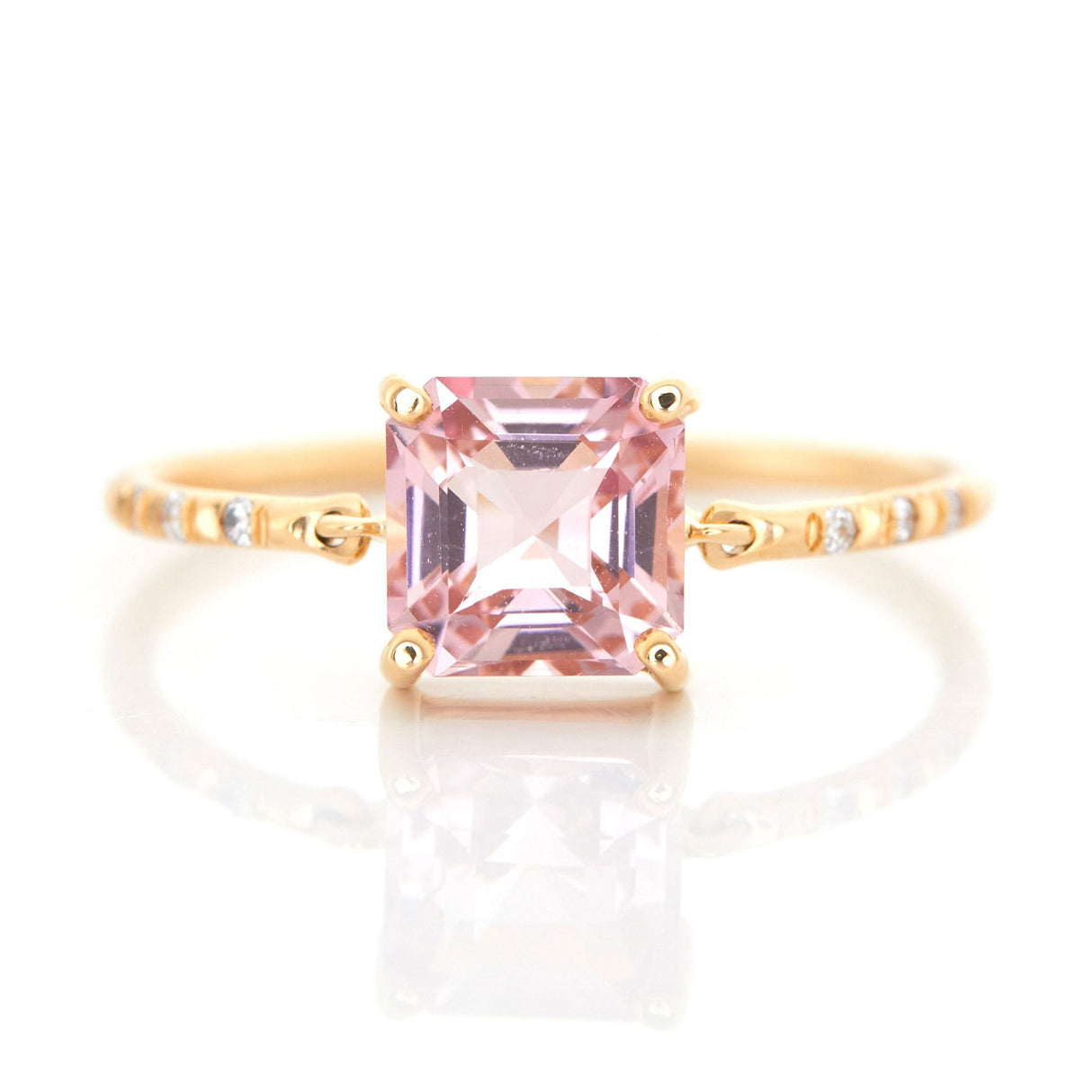 Sakura Pink Tourmaline Petite Circle Diamond Ring