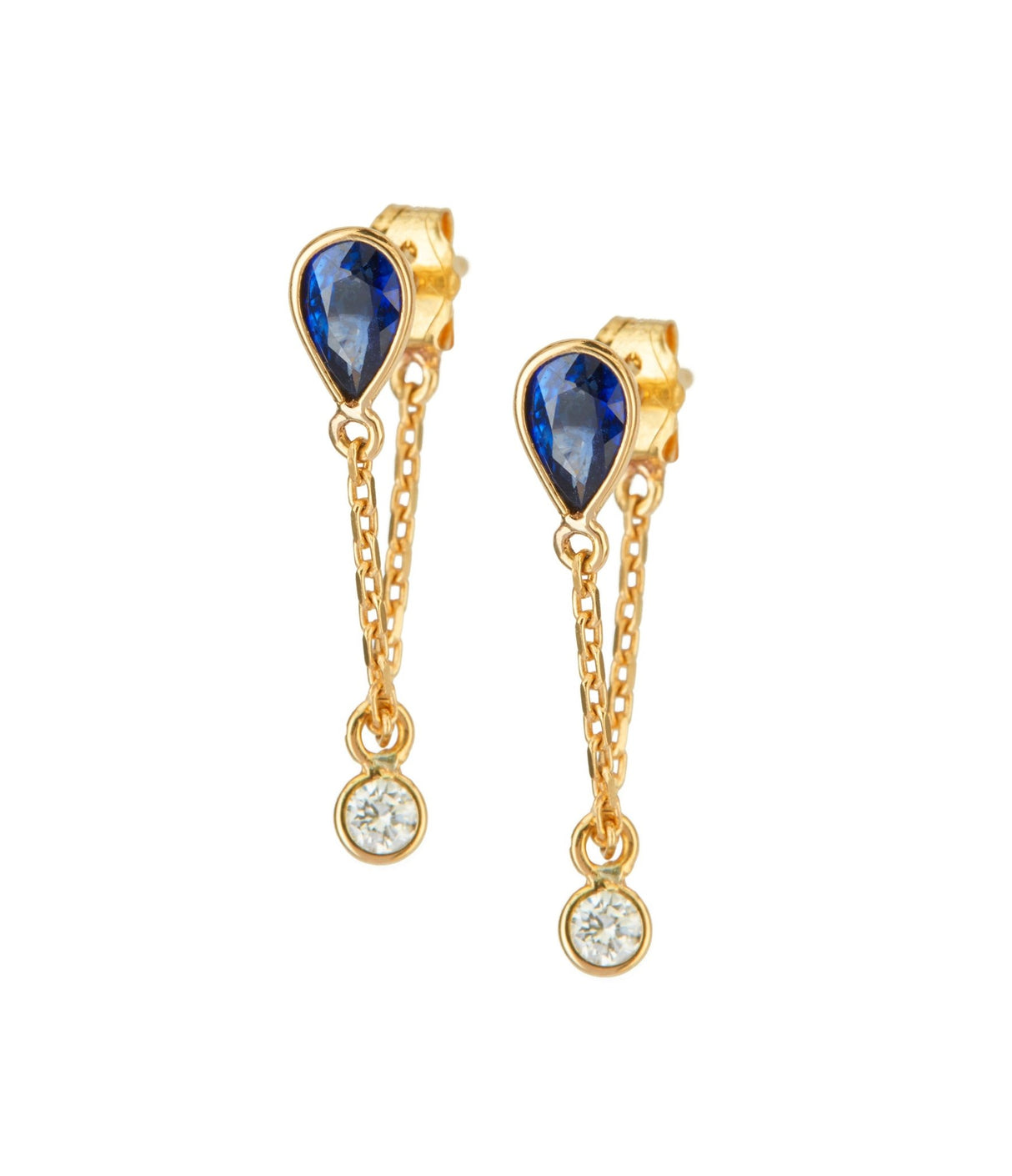 Sapphire & Diamond Chain Earrings