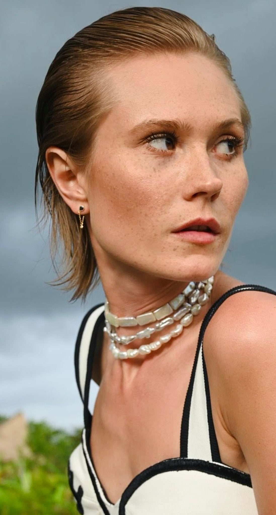 Gemstone & Diamond Chain Earrings