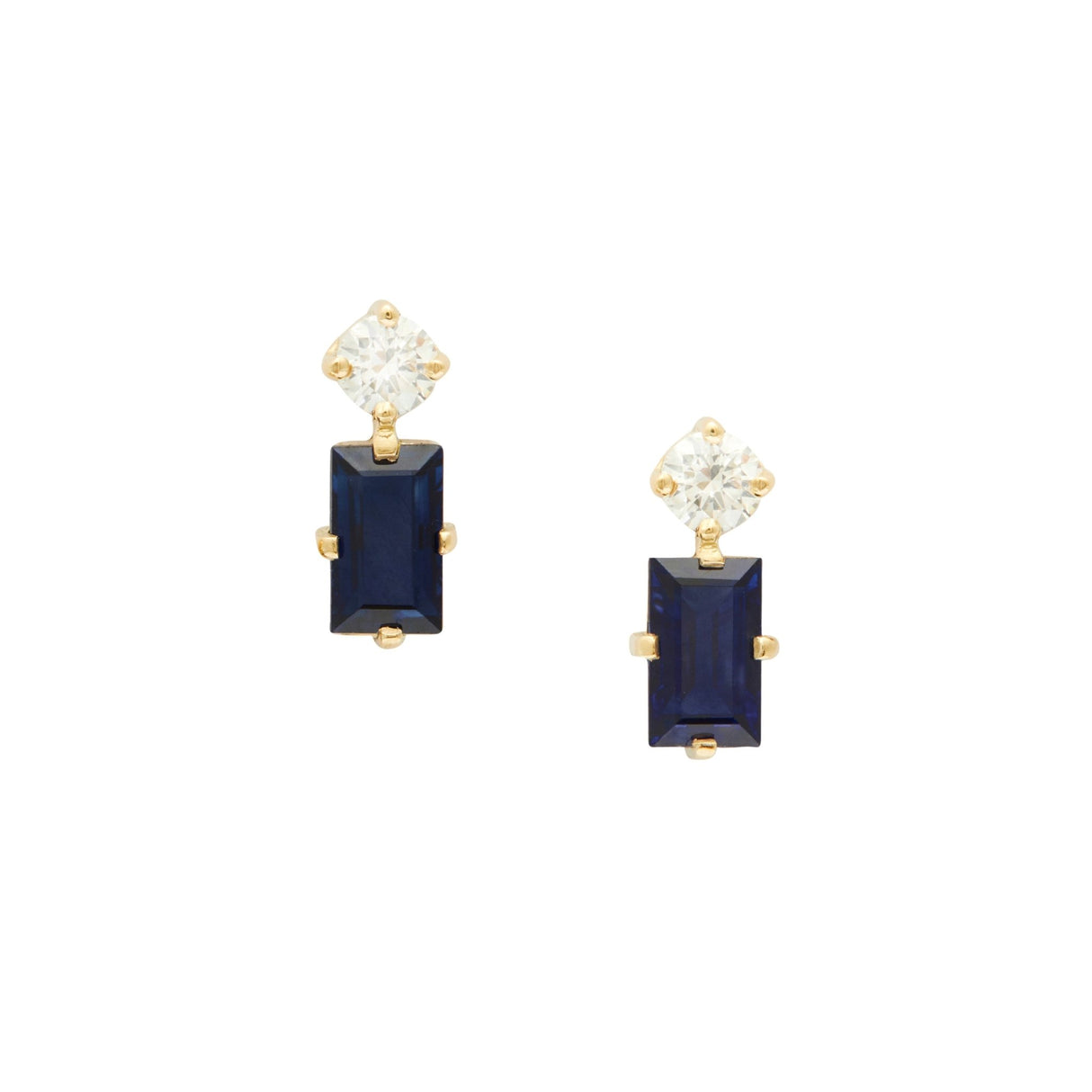 Sapphire & Diamond Deco Earrings