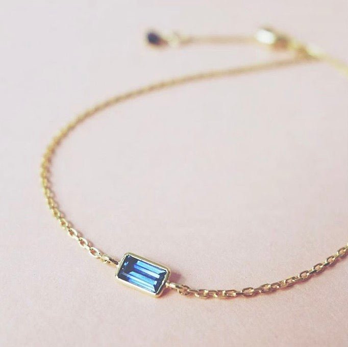 Sapphire Bracelet 18k gold Stackable design side view