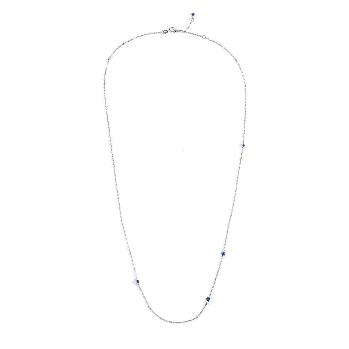 Sapphire Dot Necklace 18k gold handmade fine jewelry