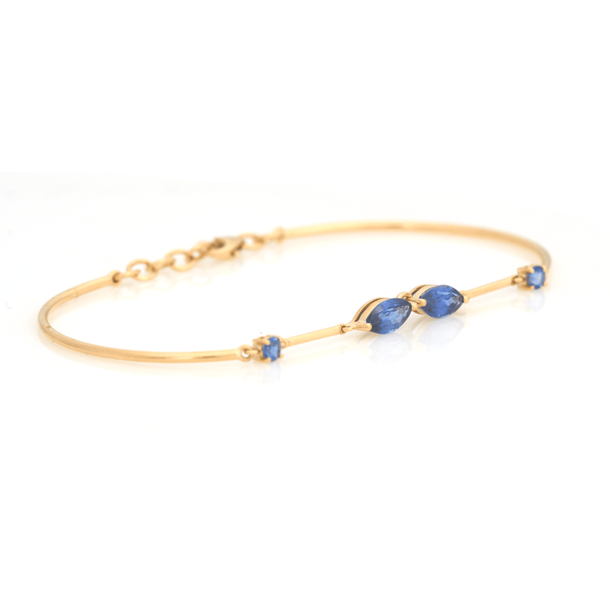 Sapphire Duo Bracelet 18k gold stackable design side view