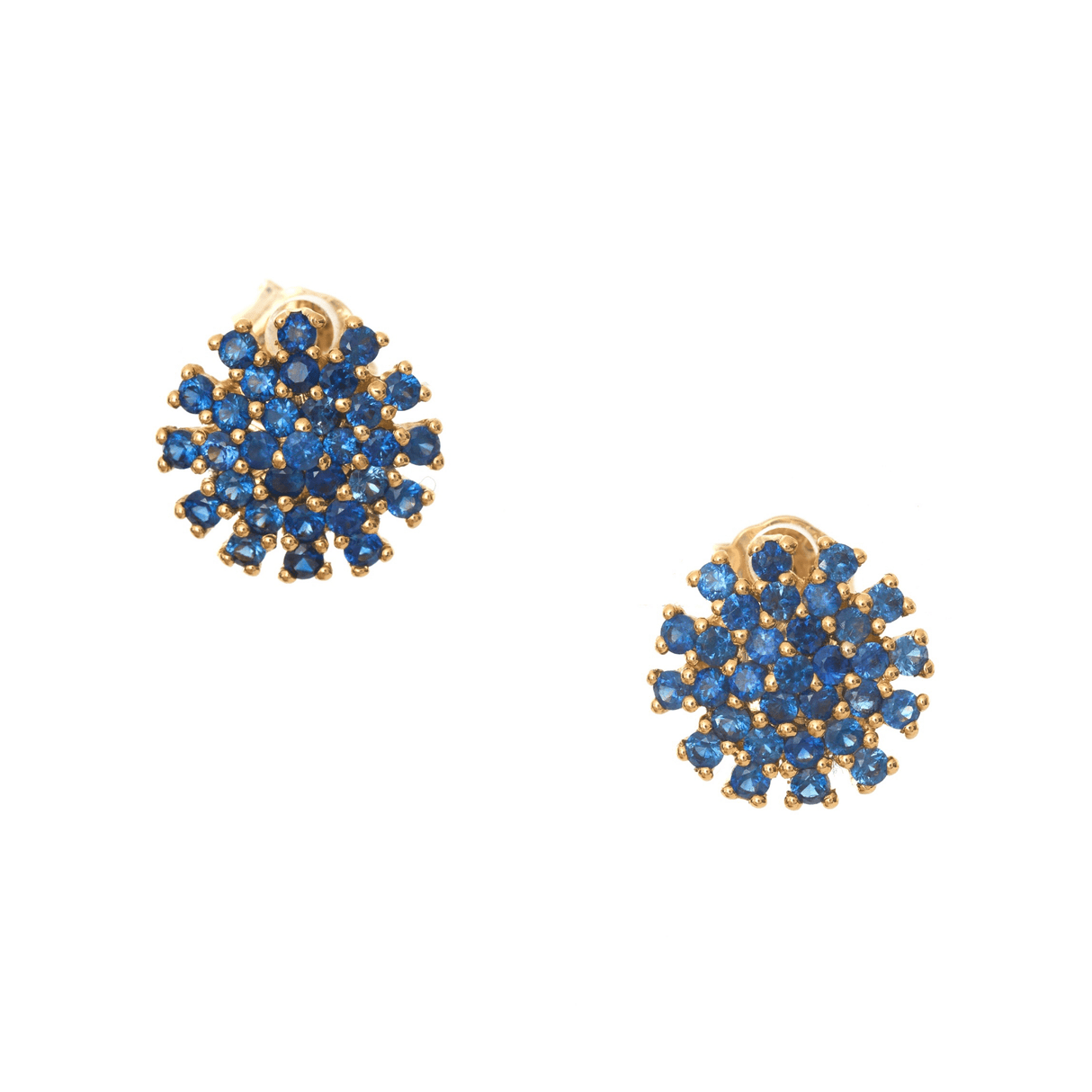 Sapphire Flower Earrings 18K Gold Handmade Fine Jewelry