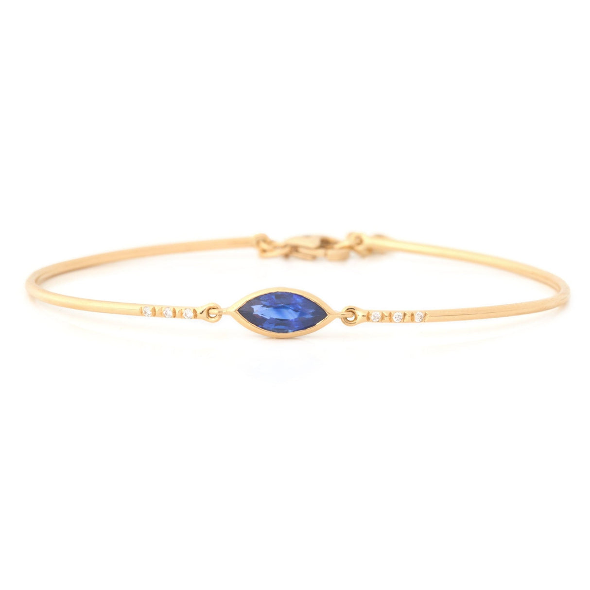 Sapphire Marquise & Diamond Bangle 18k gold stackable design