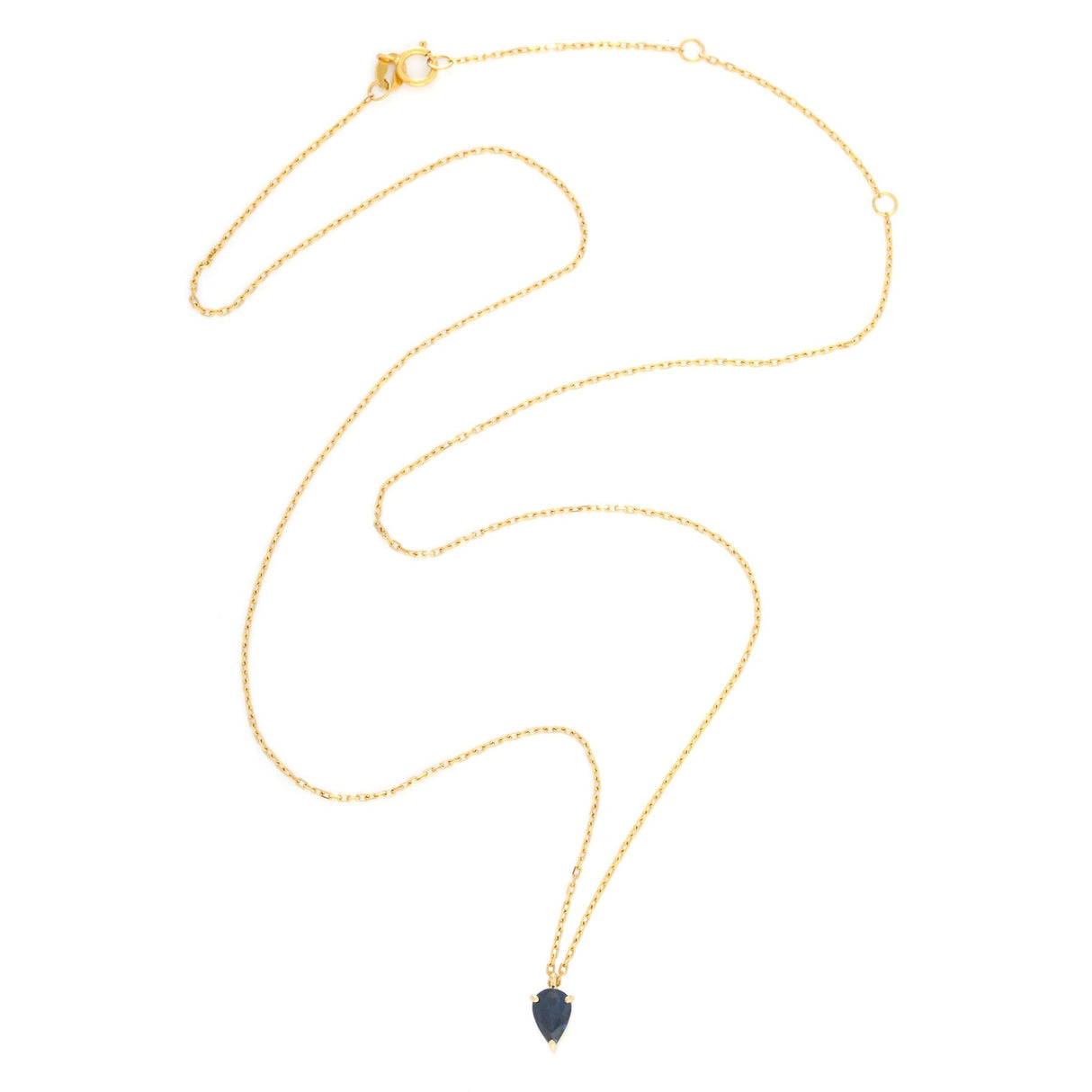 Sapphire Petite Drop Necklace 18k gold handmade fine jewelry 2