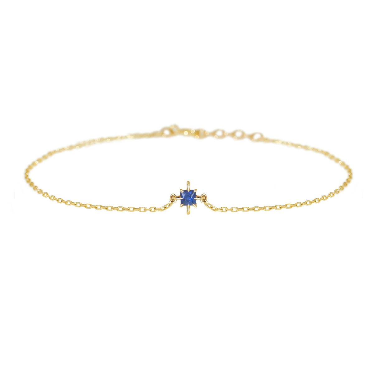 September Birthstone Sapphire Bracelet 14k gold stackable design