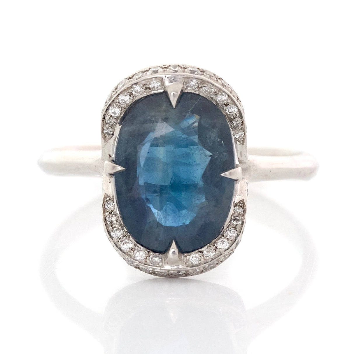 Siam Sapphire & Diamond Aurora Ring pt900 engagement ring