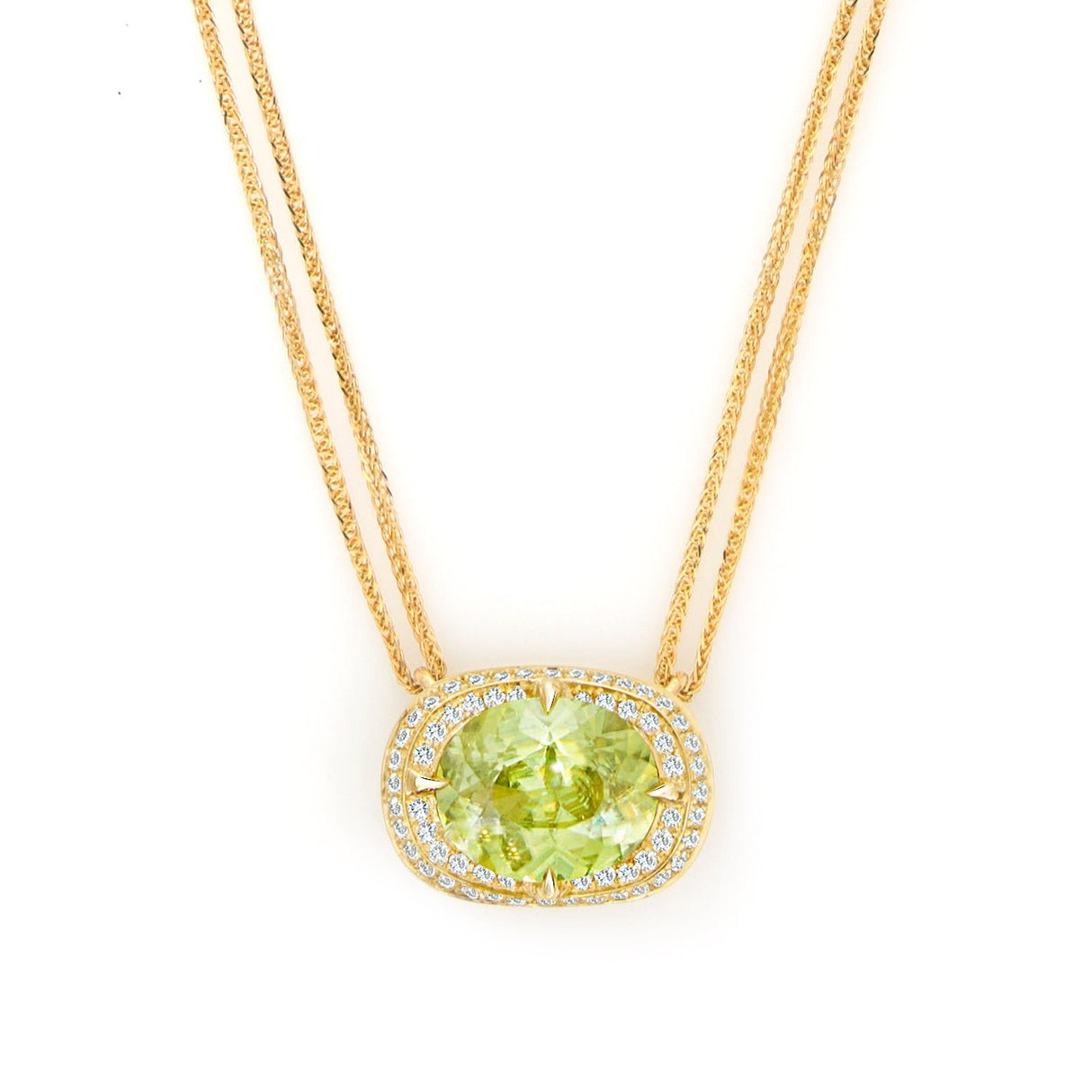 Sphene Aurora Necklace 18k gold handmade fine jewelry