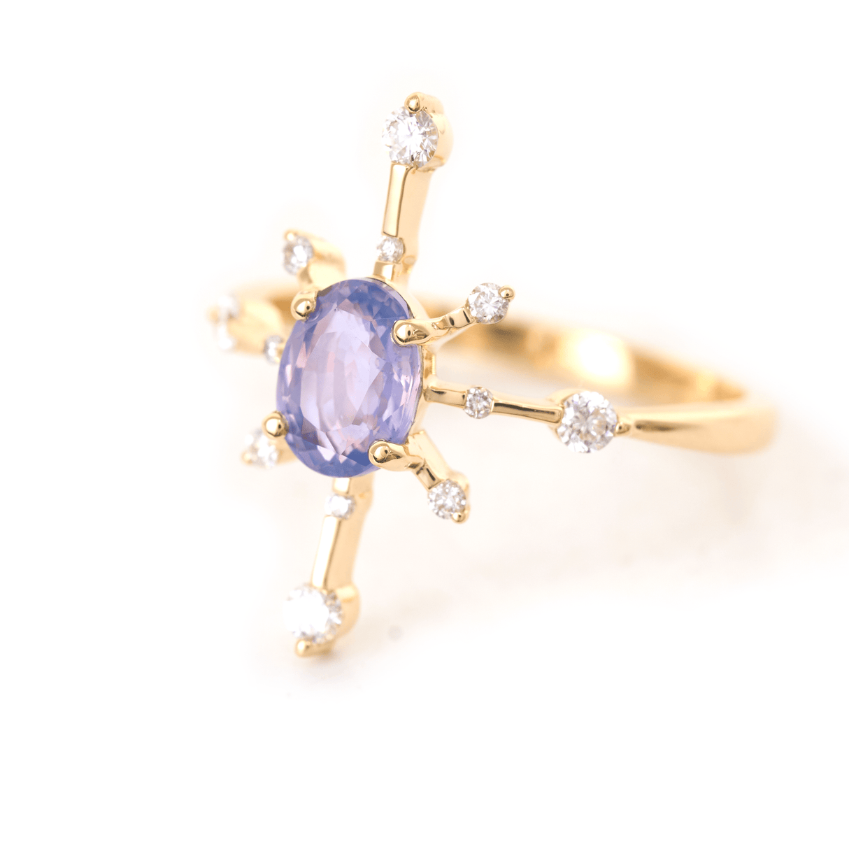Opalescent Lilac Sapphire Starburst Ring