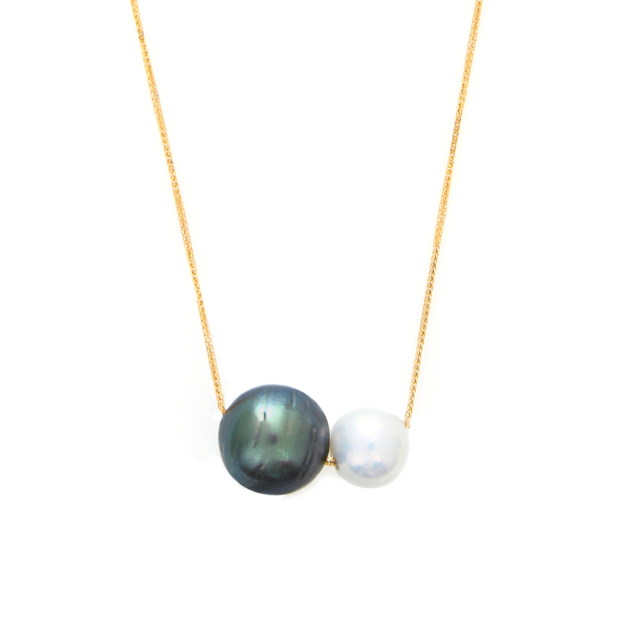 Tahitian & Akoya Pearl Necklace 18k gold handmade fine jewelry
