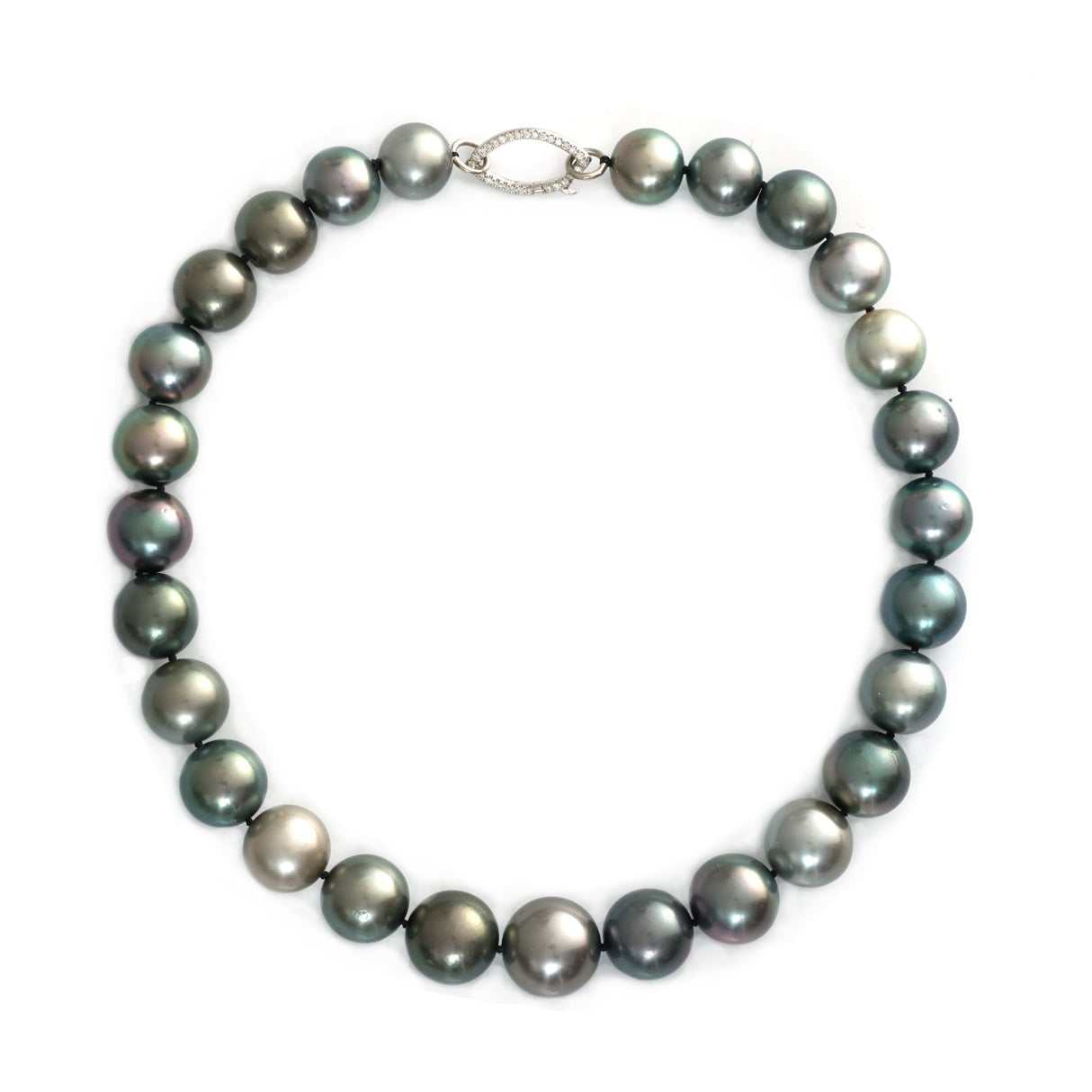 Tahitian Pearl & Diamond Persephone Choker Necklace 18k gold handmade fine jewelry