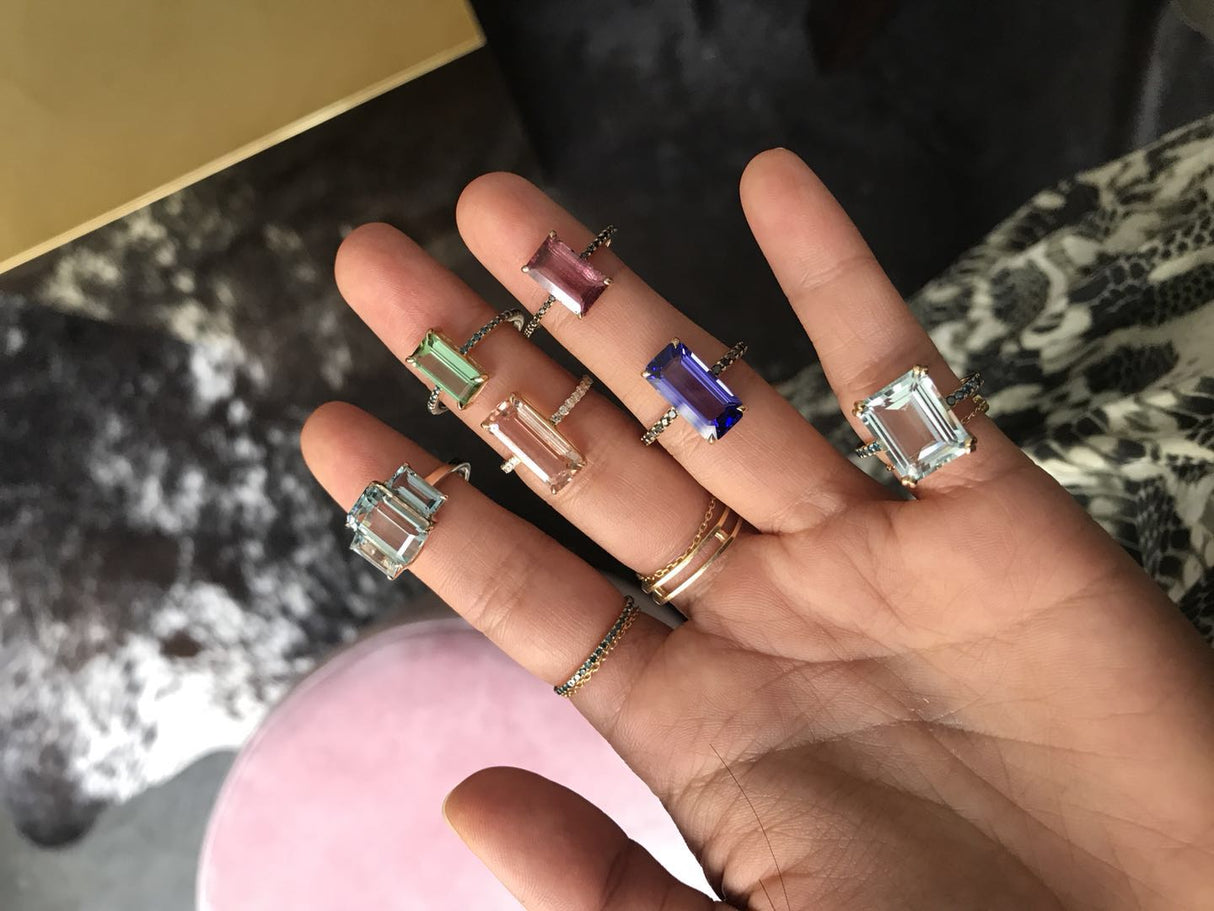 Tanzanite & Black Diamond Ring