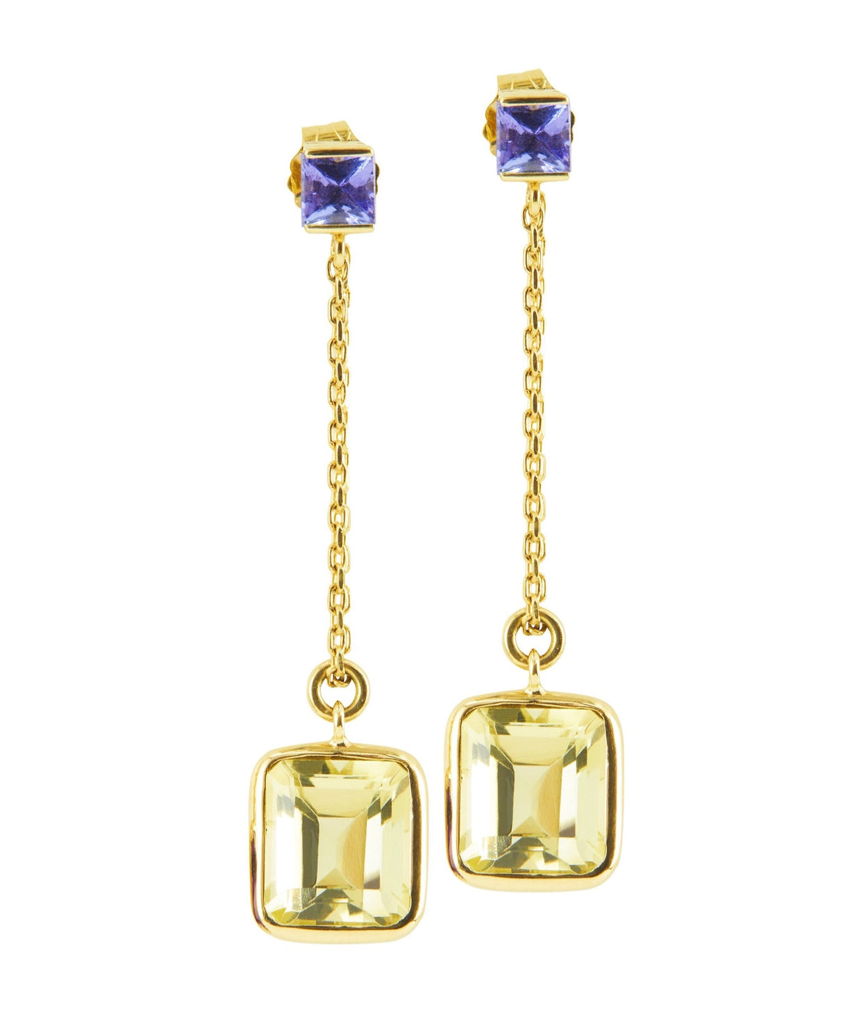 Tanzanite & Lemon Quartz Earrings