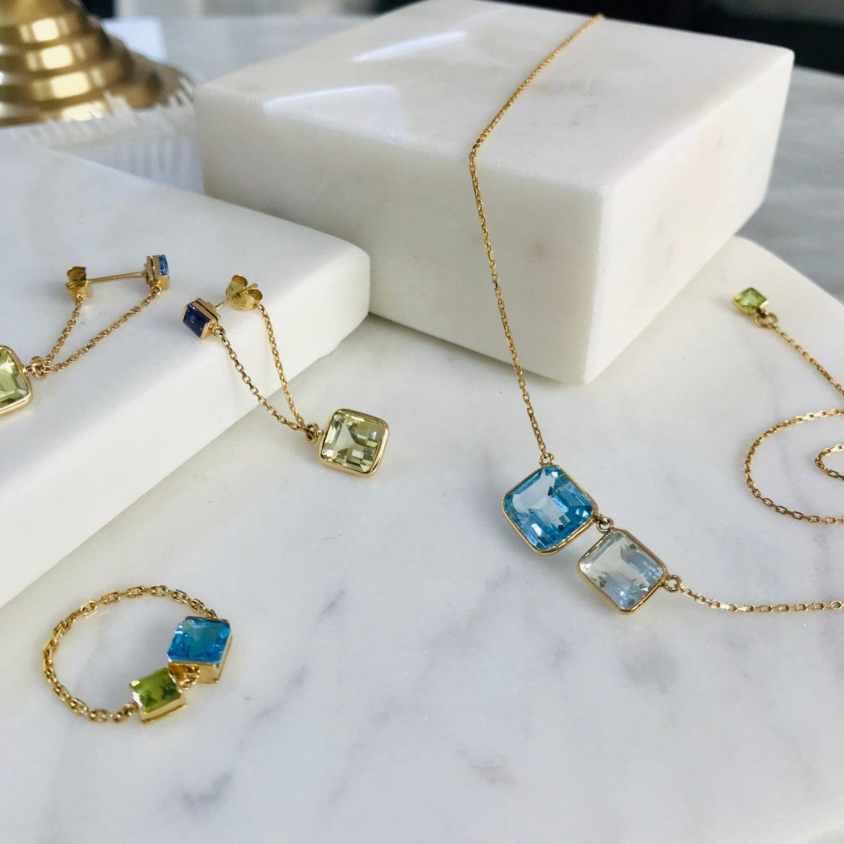 Tanzanite & Lemon Quartz Earrings