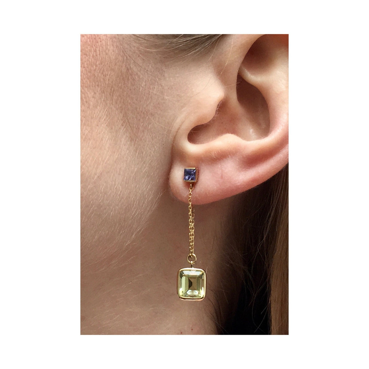 Tanzanite & Lemon Quartz Earrings