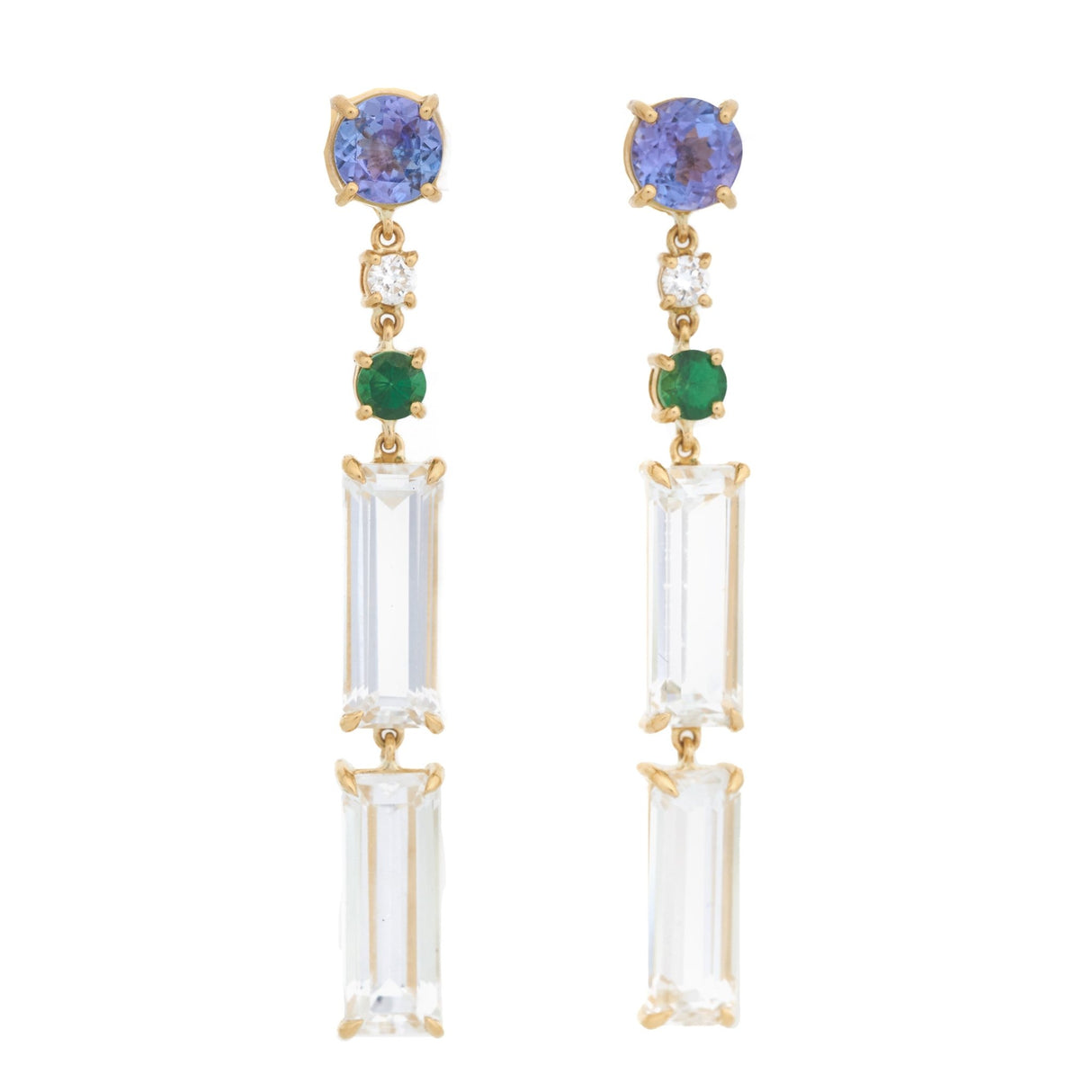 Tanzanite Diamond Tsavorite Starry Night Earrings
