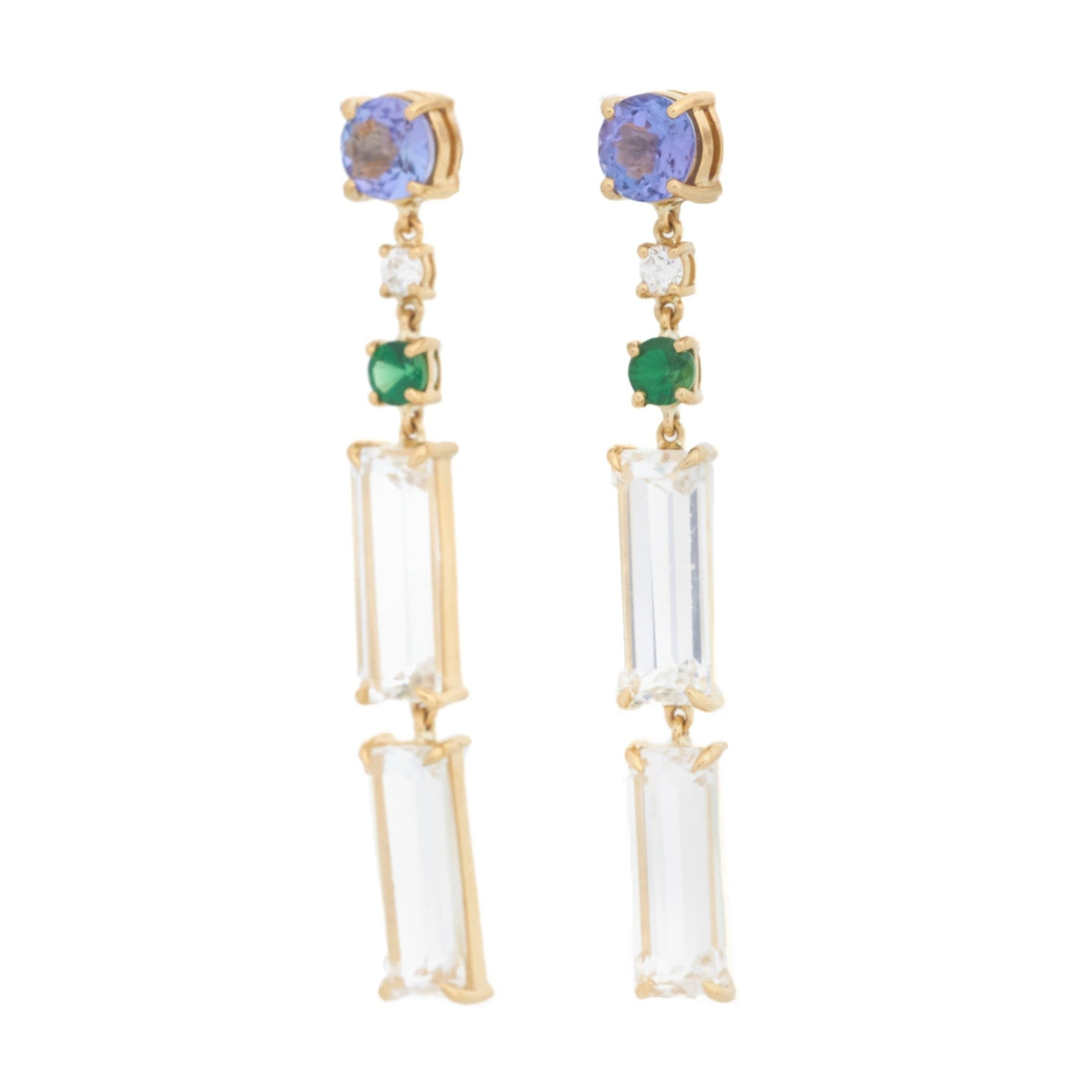 Tanzanite Diamond Tsavorite Starry Night Earrings