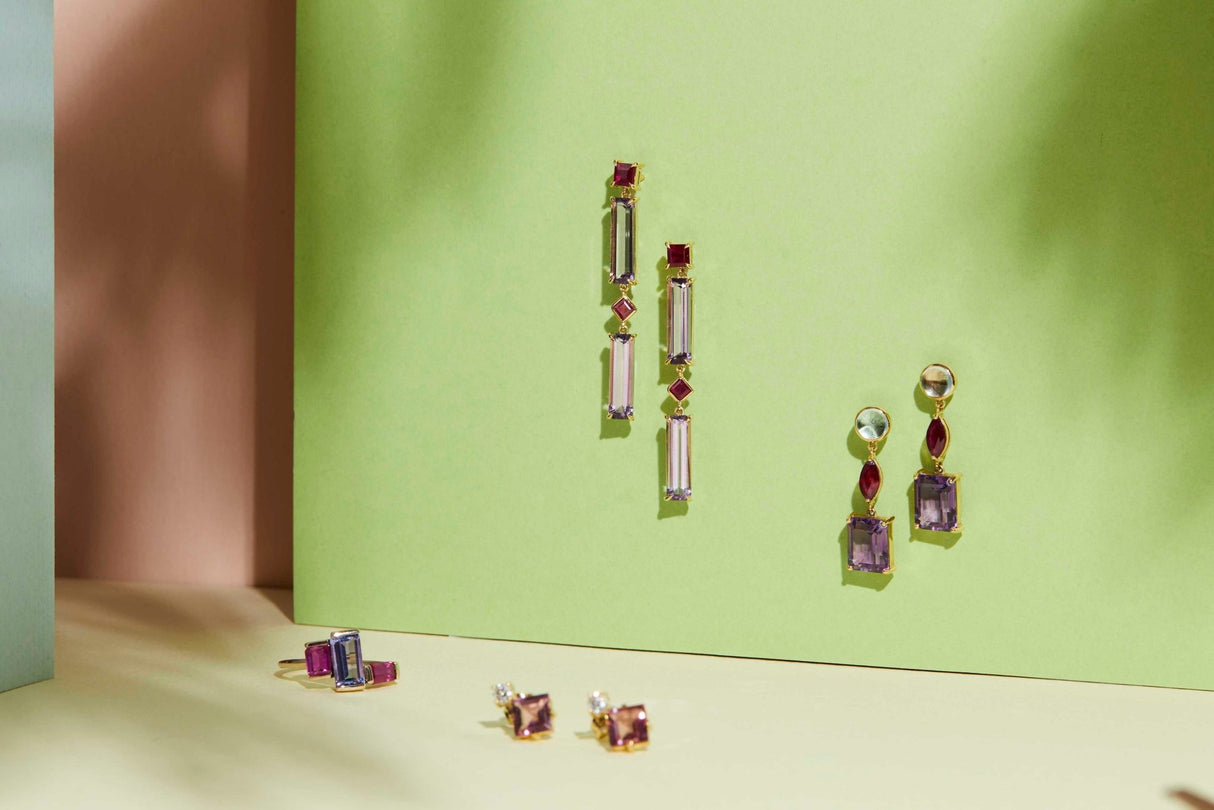 Topaz Ruby Amethyst Beijing Nights Earrings