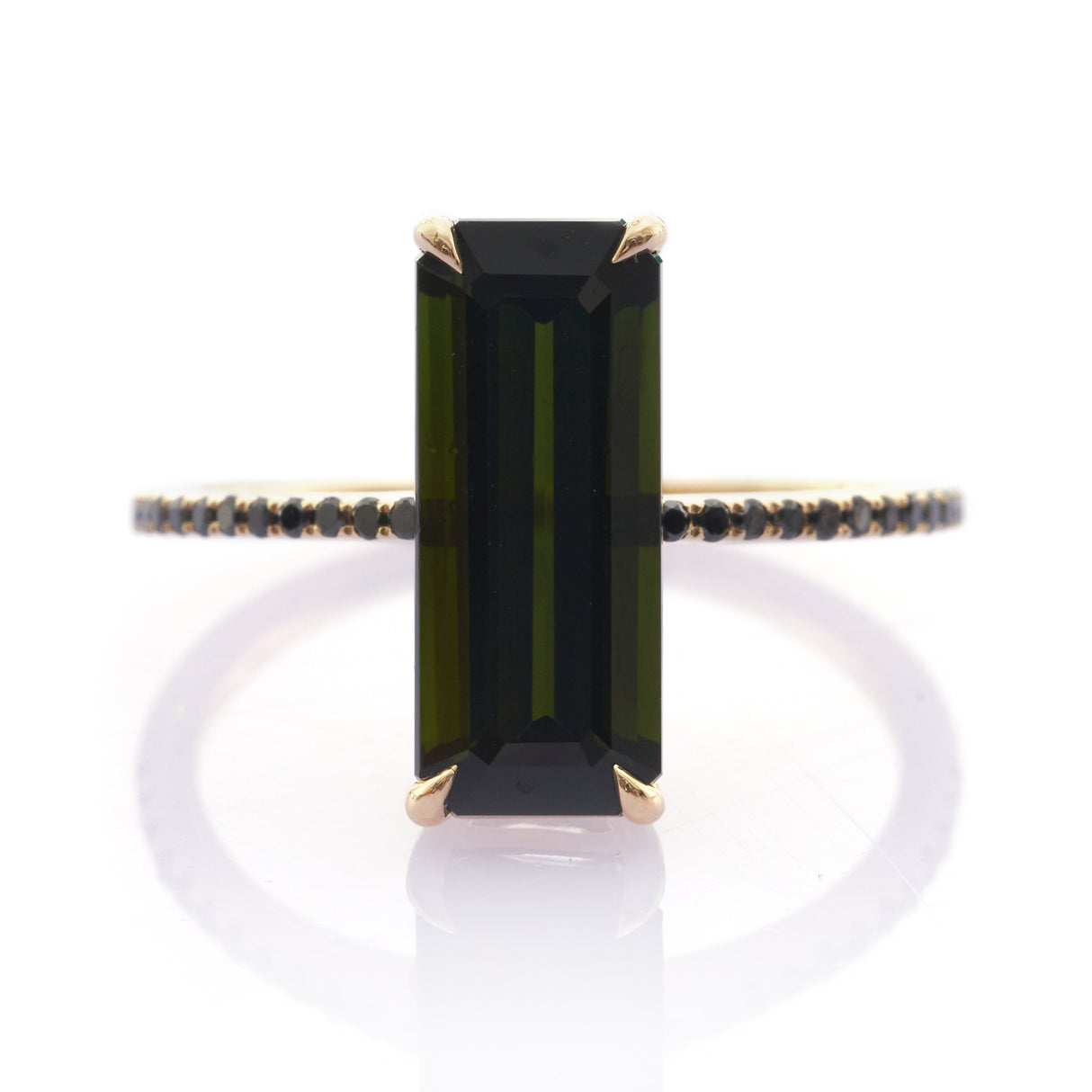 Black Tourmaline Diamond Protection Bar Ring